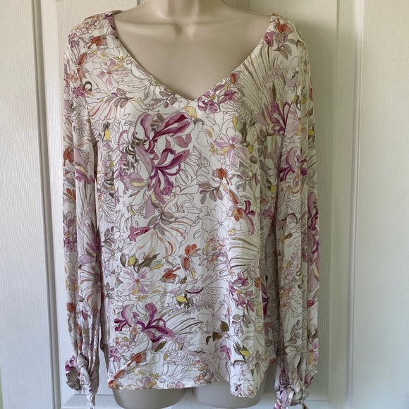 Maeve Tops - Maeve Multicolor Floral V-Neck Blouse